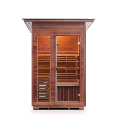 Enlighten SunRise 2 Person Slope Dry Traditional Sauna Front View