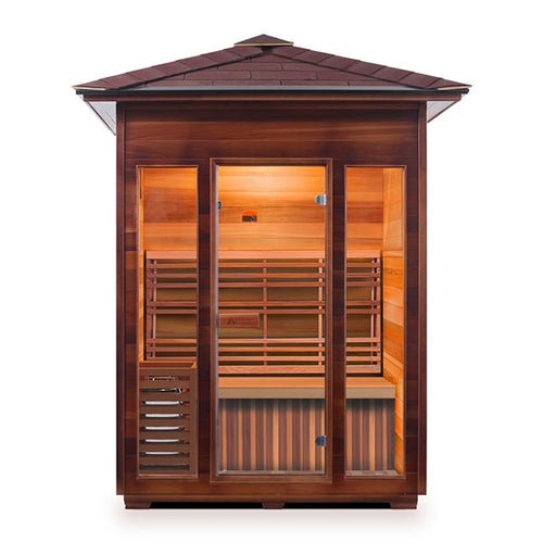 Enlighten SunRise 3 Person Peak Dry Traditional Sauna Front View