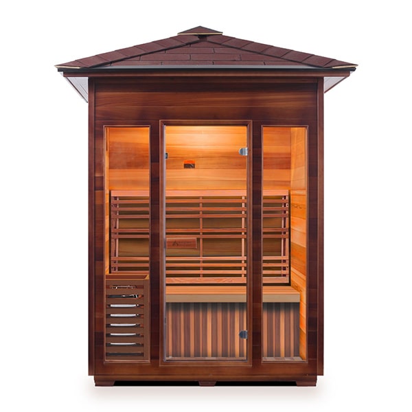 Enlighten SunRise 3 Person Peak Dry Traditional Sauna Front View