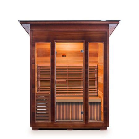 Enlighten SunRise 3 Person Slope Dry Traditional Sauna Front View