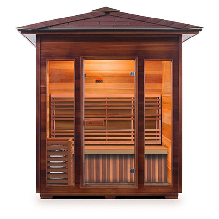 Enlighten SunRise 4 Person Peak Dry Traditional Sauna Front View