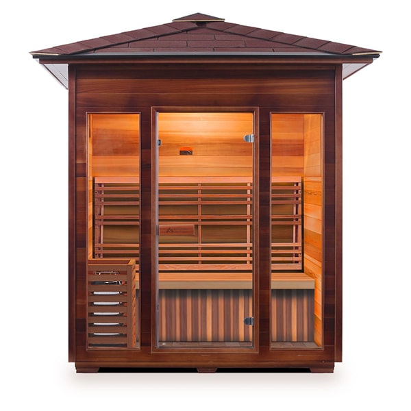 Enlighten SunRise 4 Person Peak Dry Traditional Sauna Front View