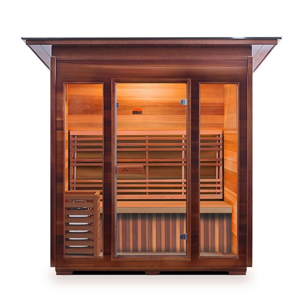 Enlighten SunRise 4 Person Slope Dry Traditional Sauna Front View