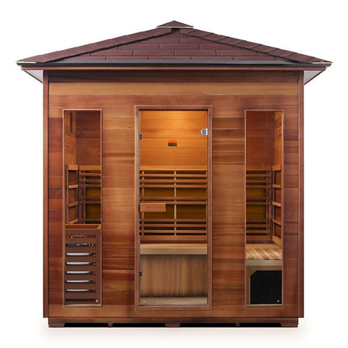 Enlighten SunRise 5 Person Peak Dry Traditional Sauna Front View