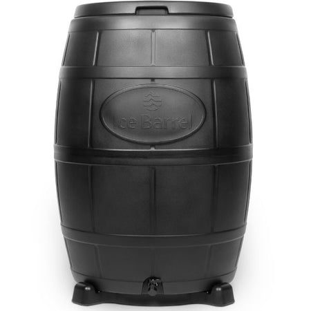Ice Barrel Black on stand with lid on